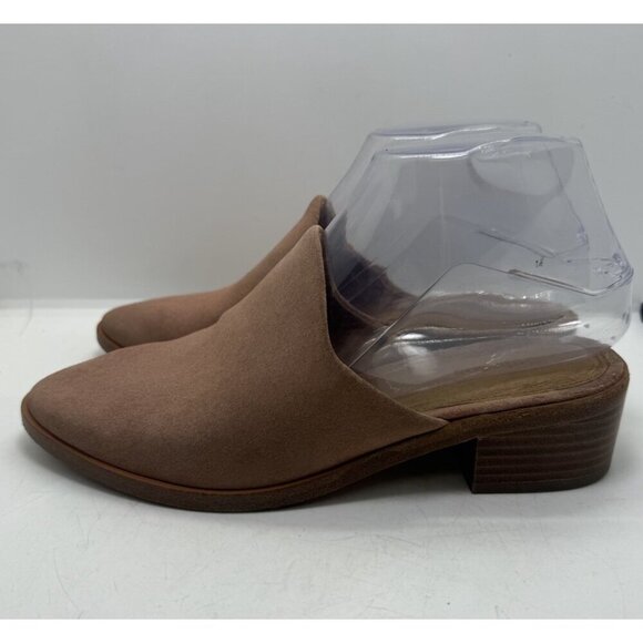 Soludos Venetian Suede Women's Slip On Leather Mule Shoes Tan Size 6 Block Heel - Picture 3 of 9